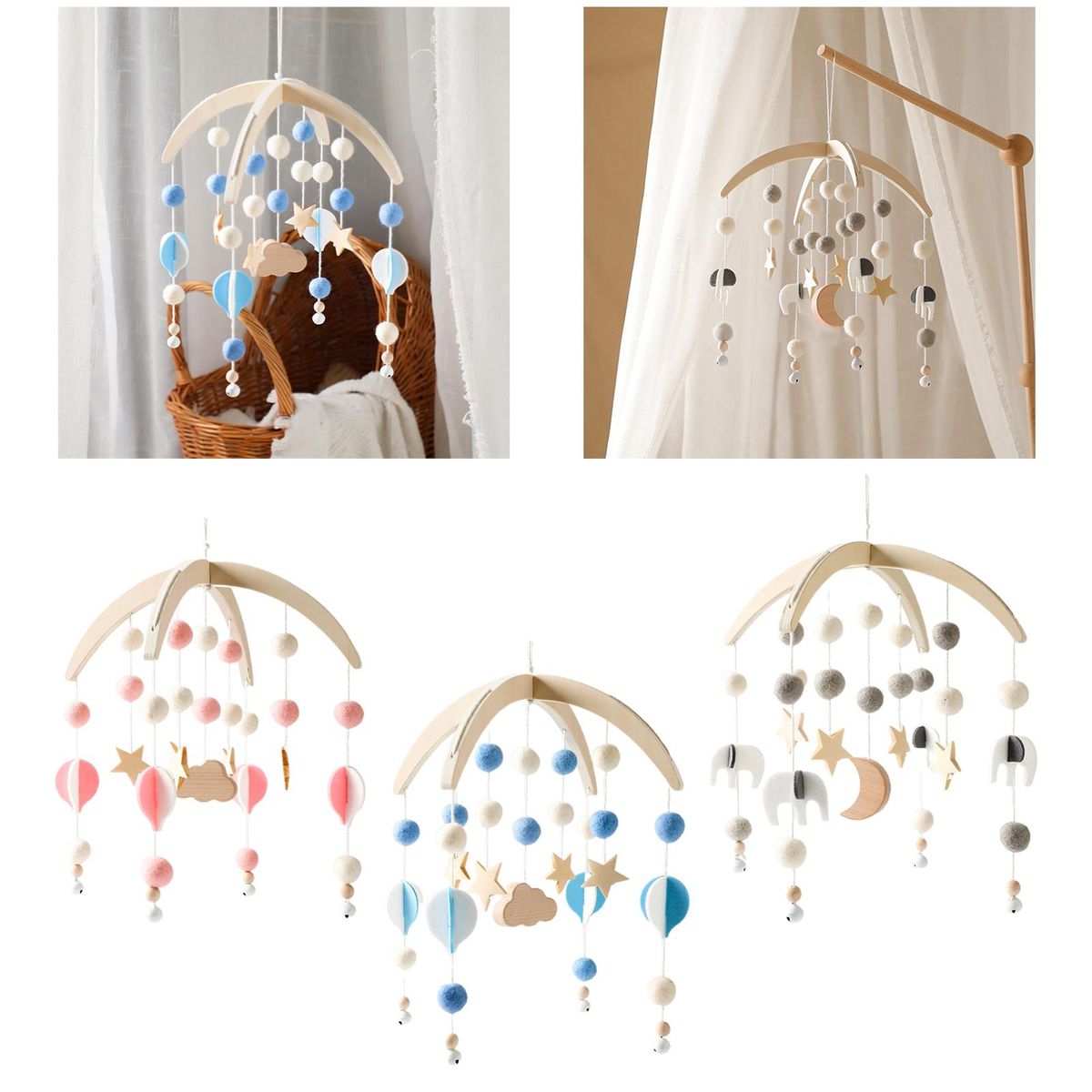 Baby Mobile For Crib Wind Chime Baby Crib Rattles For Pink
