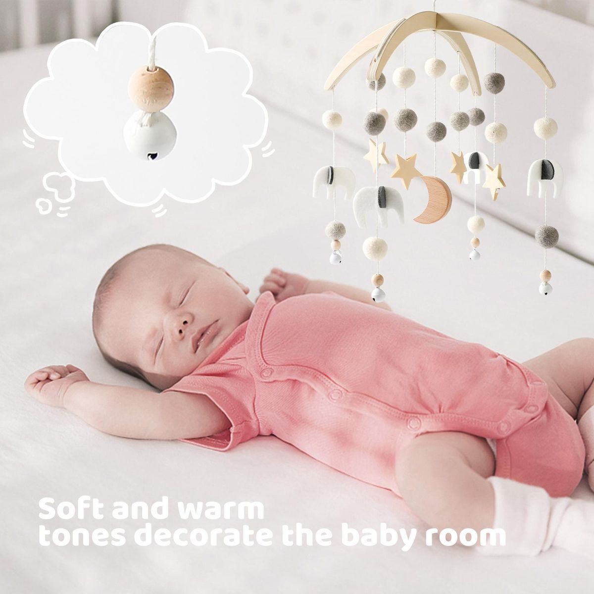 Baby Mobile For Crib Wind Chime Baby Crib Rattles For Pink