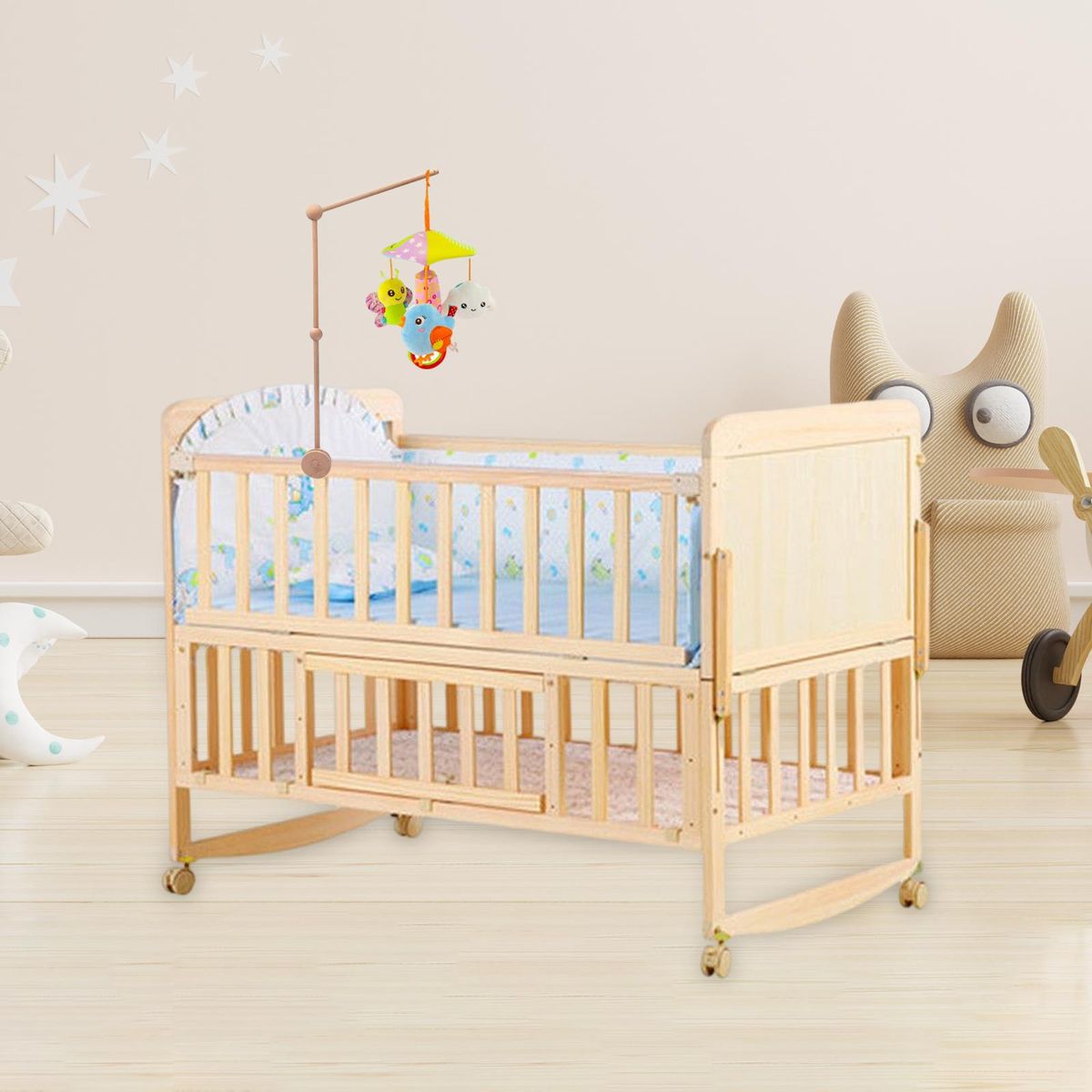 Wooden Toy Holder Sturdy Fashion Accessories Bed Bell