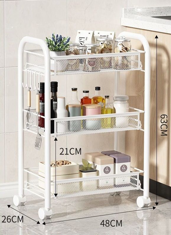 Standard Steel Trolley/Storage Rack - 3 Tiers {White}