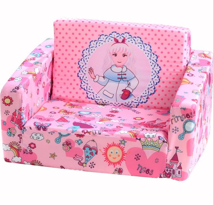 2 IN 1 FOLDABLE CHILDREN KIDS FOAM SOFA AND BED PINK
