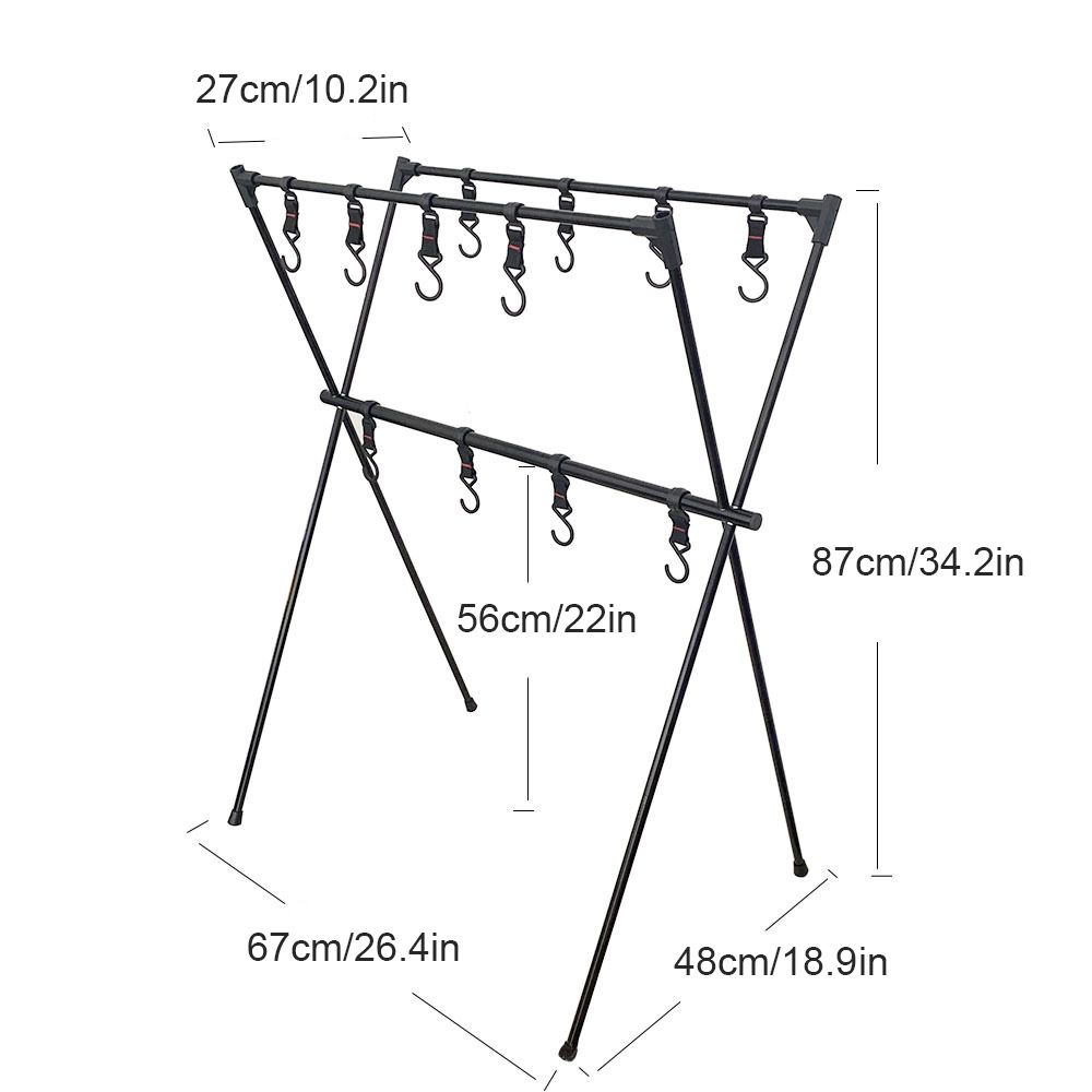 Lightweight Folding Camping Cookware Hanging Rack Shelf