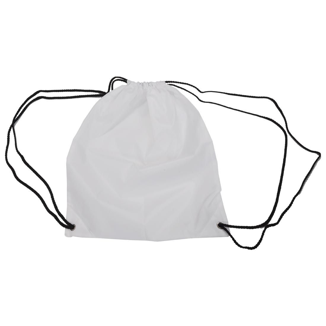 School Drawstring Book Bag Sport Gym Swim PE Dance Shoe Backpack-white