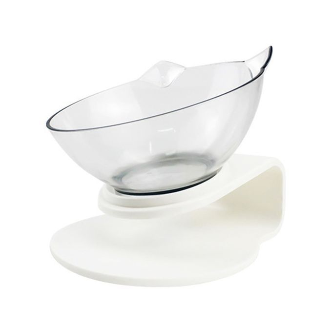 15 Degree Basin Oblique Mouth Double Bowl Dog Bowl Pet Cat Dog Food Bowl White
