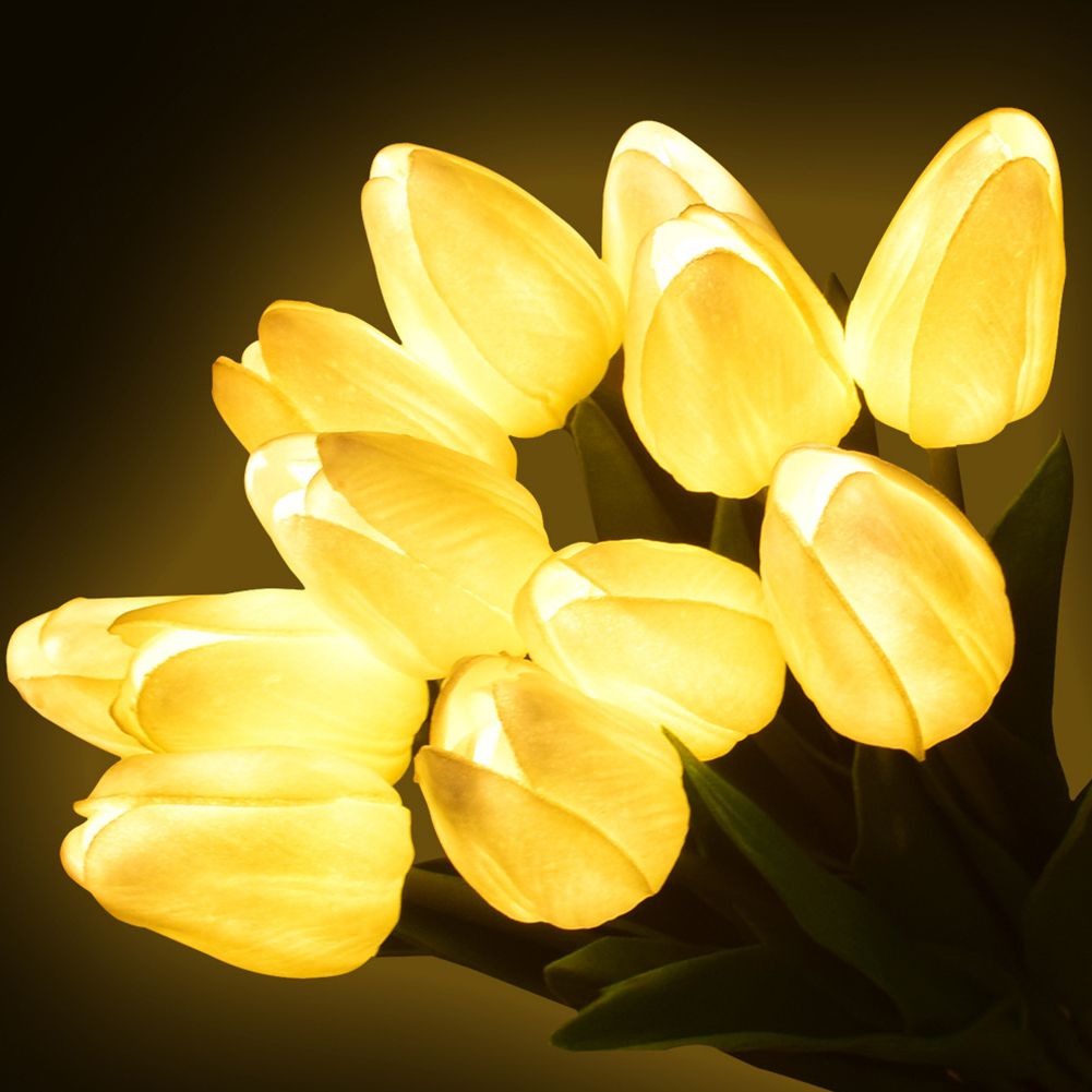 Banquet Home Decor Tulips Artificial Flowers Bedroom LED