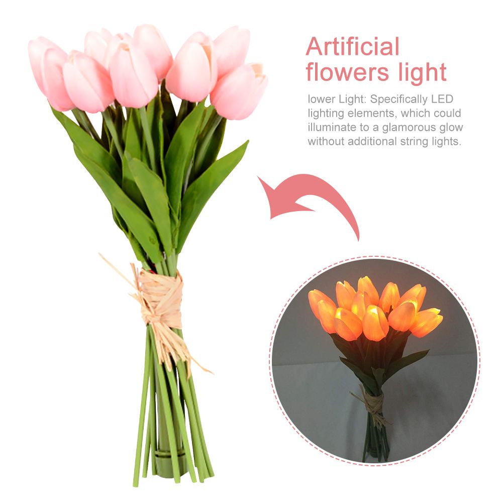 Banquet Home Decor Tulips Artificial Flowers Bedroom LED