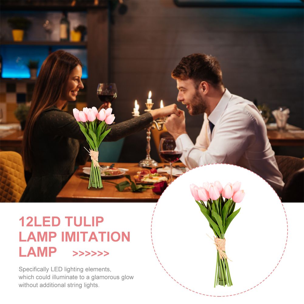 Banquet Home Decor Tulips Artificial Flowers Bedroom LED