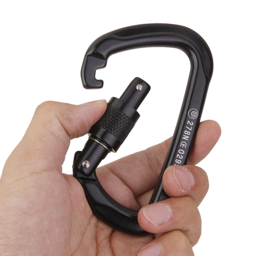 2Pcs 26KN D- Carabiner Key Chain Clip Snap Hook Karabiner