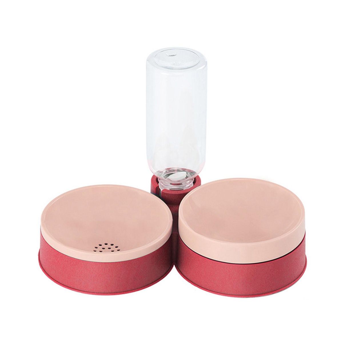 1 Set Dog Food Feeder Cat Dog Feeder Pet Double Bowls Red