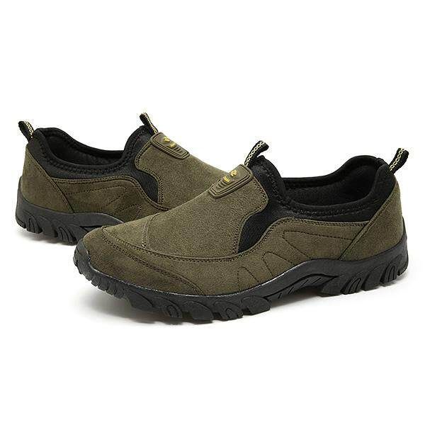 Men Canvas Elastic Slip On Light Weight Sports Outdoors Walking Shoes Sneakers Dark Green {39}