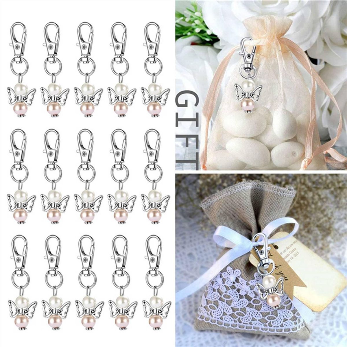 30 Pieces Organza Bags Wedding Favors Baptism Pendants Chris