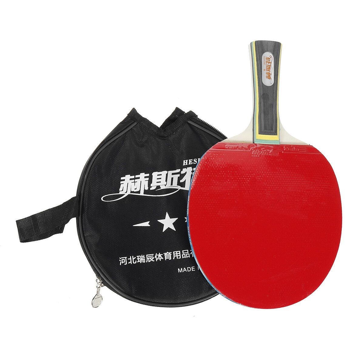 1x Single Wood Rubber Professional Table Tennis Racket Paddle Bat With Cover Bag Red