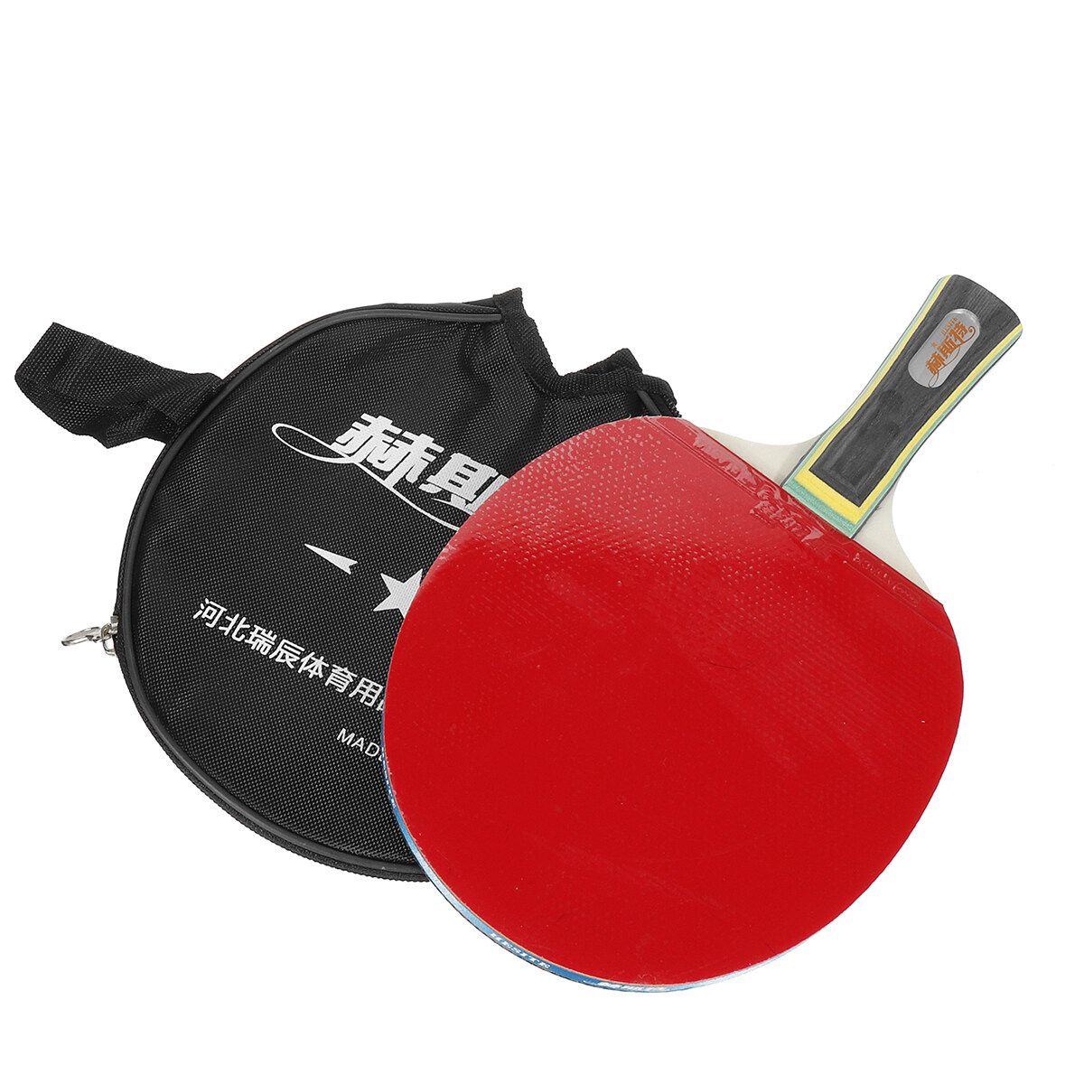 1x Single Wood Rubber Professional Table Tennis Racket Paddle Bat With Cover Bag Red