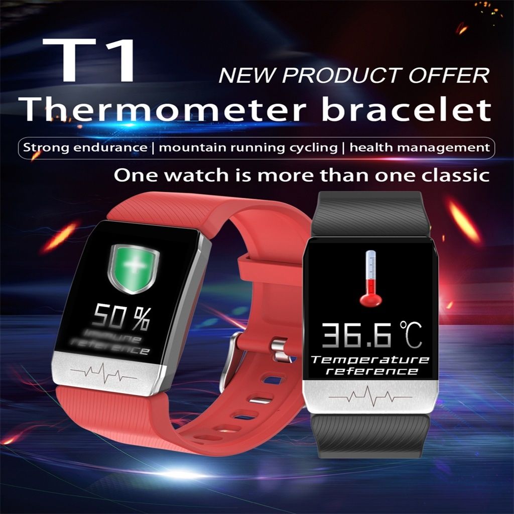 T1 1.14 Inch Color Screen Smart Watch IP67 Waterproof,Support Call Reminder /Heart Rate Monitoring/Sedentary Reminder/Sleep Monitoring/ECG Monitoring(Red)