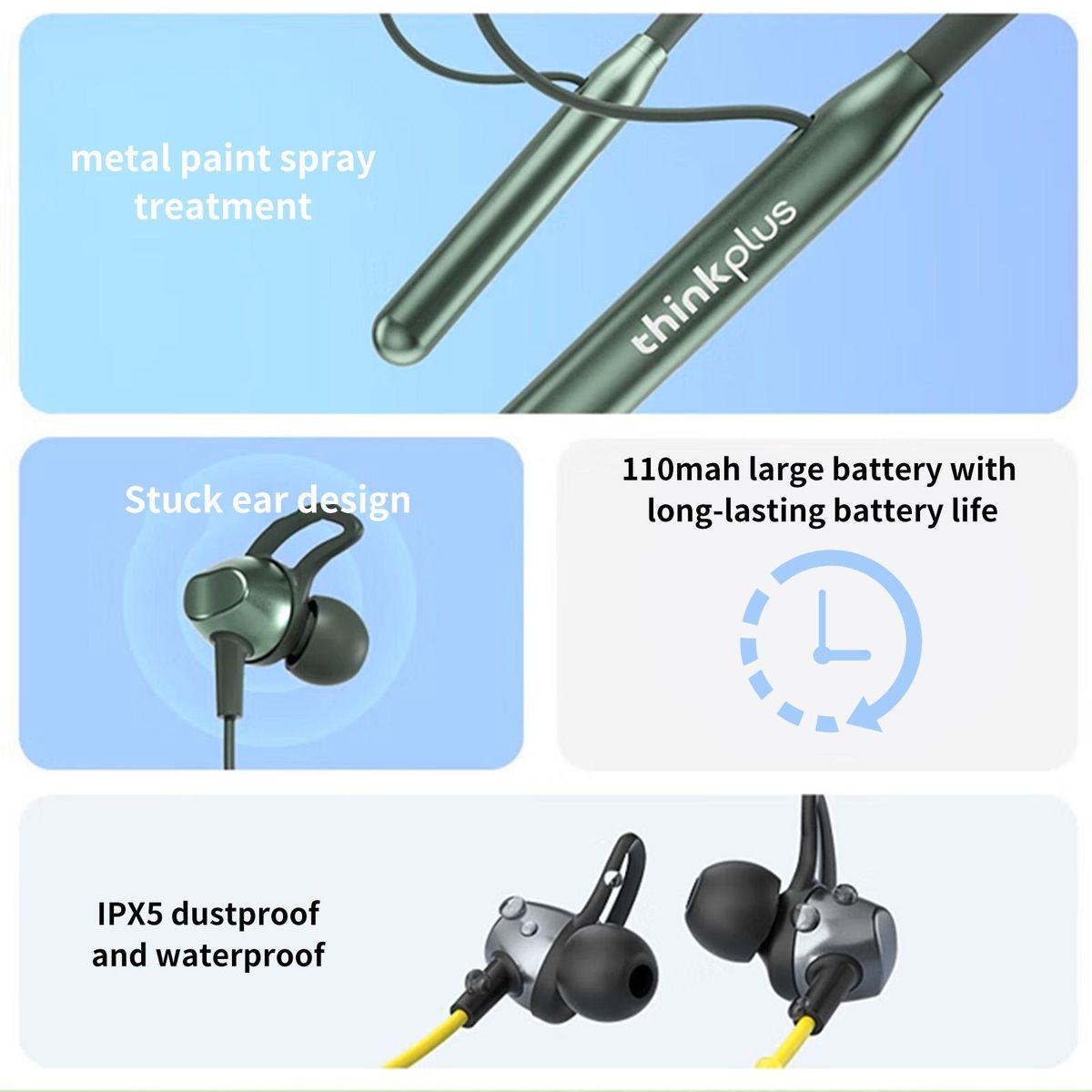 Lenovo thinkplus BT10 Earbuds BT5.2 Headphones Magnetic Neckband Earphone for Phone Call Music Sports IPX5 Dustproof Waterproof