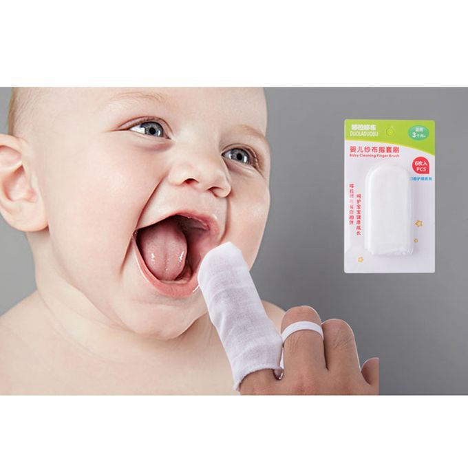 6 Pcs Baby Cleaning Finger Brush Finger-cot Gauze Cotton