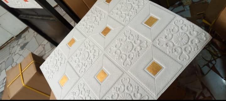 Unique 3D Effect Wallpaper Sticker White And Gold PE Foam Sticker For Home And Offices