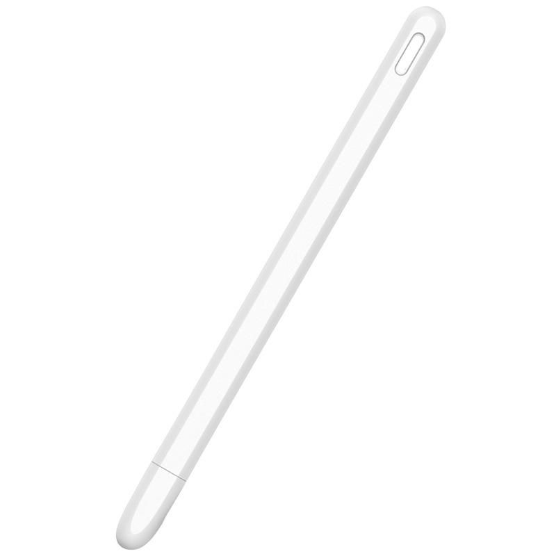 Tablet Press Stylus Pen Protective Cover for Apple Pencil 2 Cases Portable Soft Silicone Pencil Case Accessory White