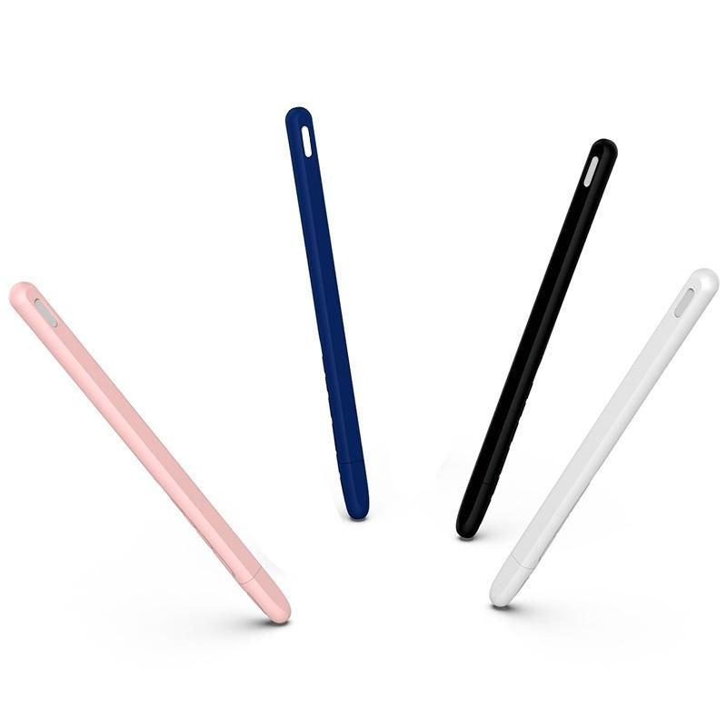 Tablet Press Stylus Pen Protective Cover for Apple Pencil 2 Cases Portable Soft Silicone Pencil Case Accessory White