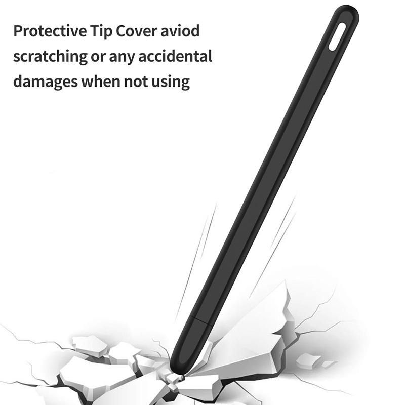 Tablet Press Stylus Pen Protective Cover for Apple Pencil 2 Cases Portable Soft Silicone Pencil Case Accessory White