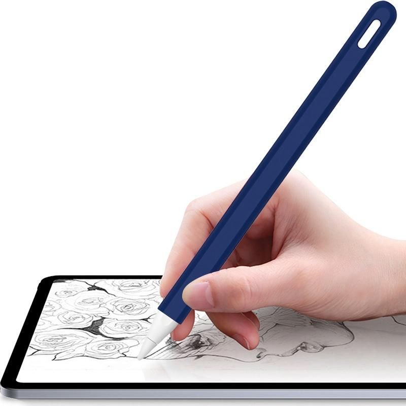 Tablet Press Stylus Pen Protective Cover for Apple Pencil 2 Cases Portable Soft Silicone Pencil Case Accessory White