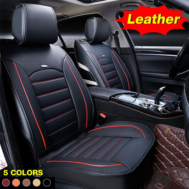 1PCS Universal PU Leather Car Front Seat Cover Sponge Cushion Back Waist Black