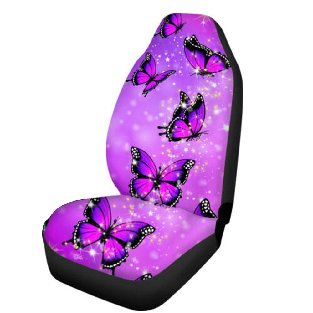 Butterfly Leather Universal Car Seat Covers Full Set Purple
