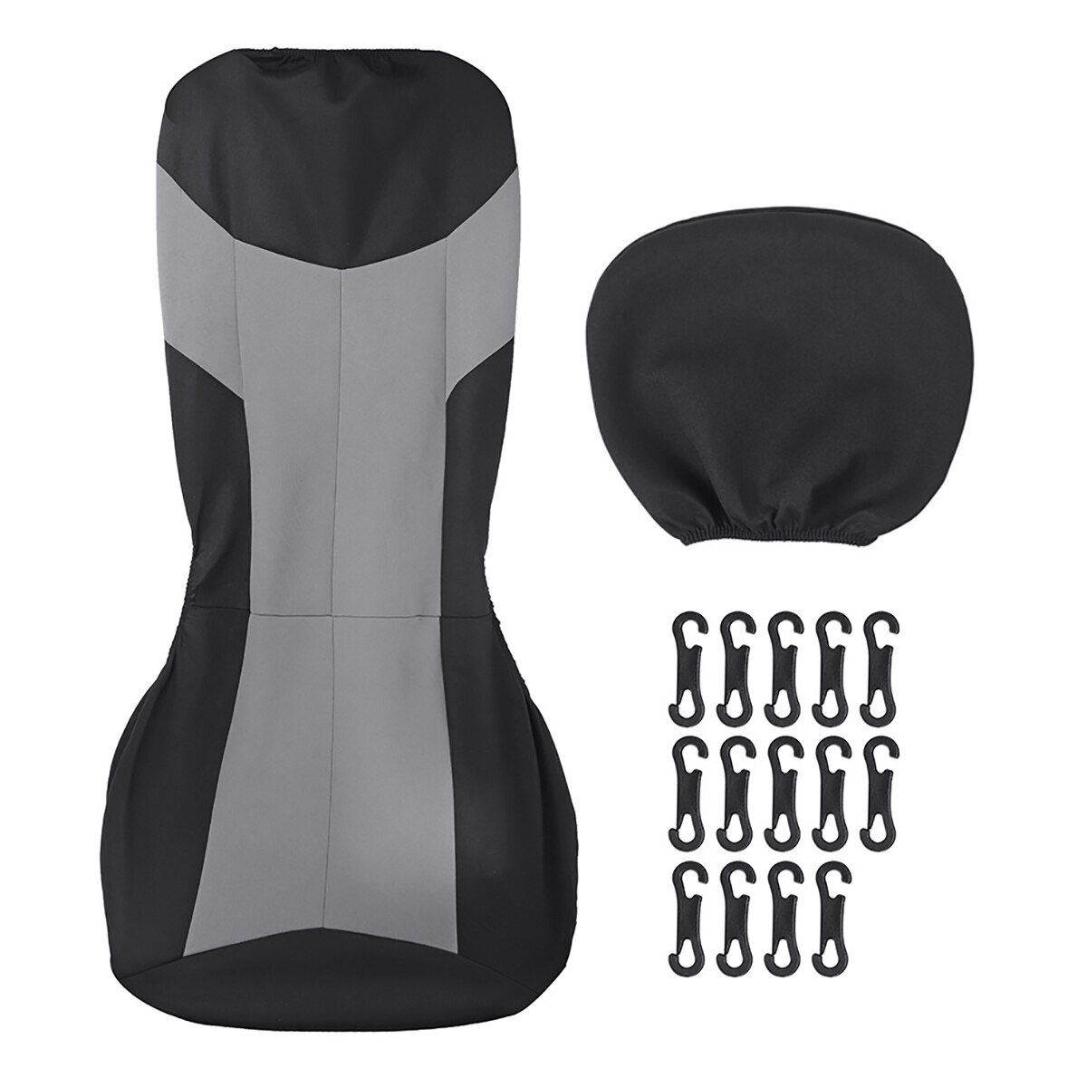 (1/2/5-seater) Breathable Auto Seat Covers Car All-season Protectors Interior Front Seat Rear Seat Back Seat Cushion Cover With Separate Headrest Cover For Car Truck SUV Van BLK+GREY (Single-seat)