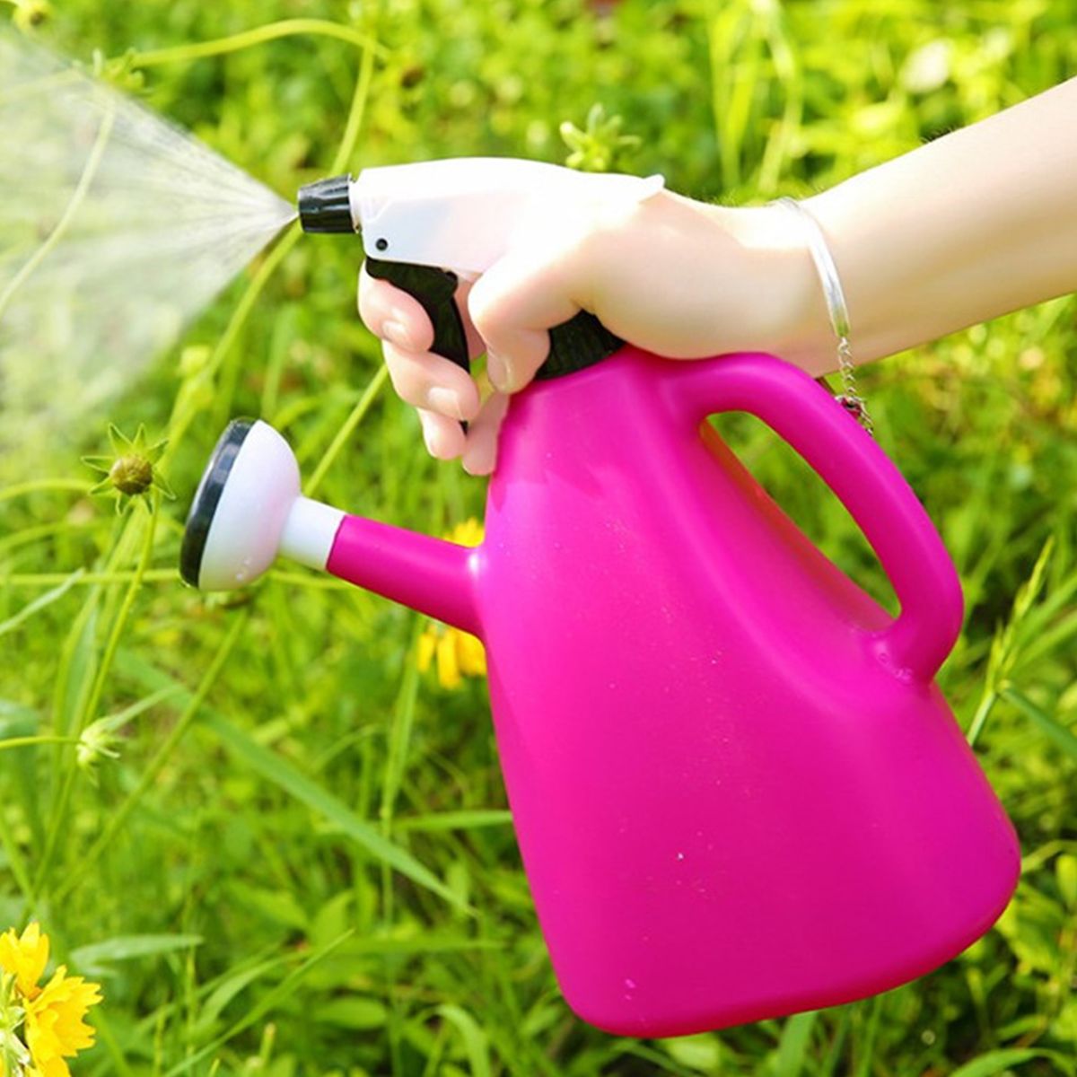 Watering Can Large Capacity Leakproof Plastic Watering Kettle Sprinkling Can For Potted Plants-Rose Red
