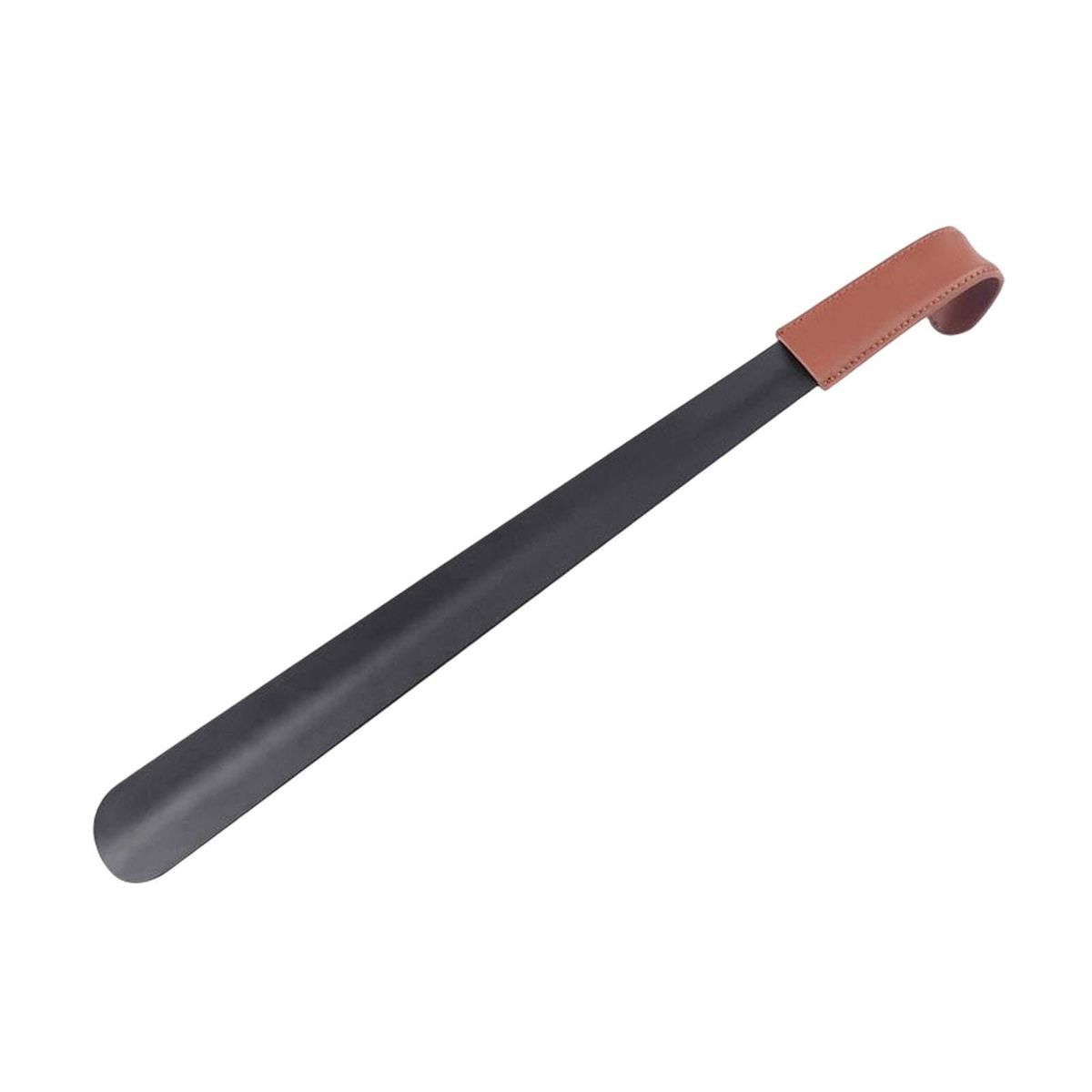 Portable Leather Shoehorn Long Handle Shoe Remover Brown