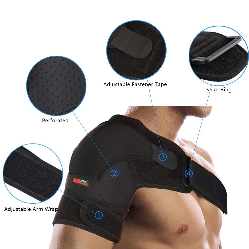 1pcs Single Left/Right Shoulder Sports Pain Relief Shoulder Support Brace Adjustable Wrap Belt Band Gym Brace Pads