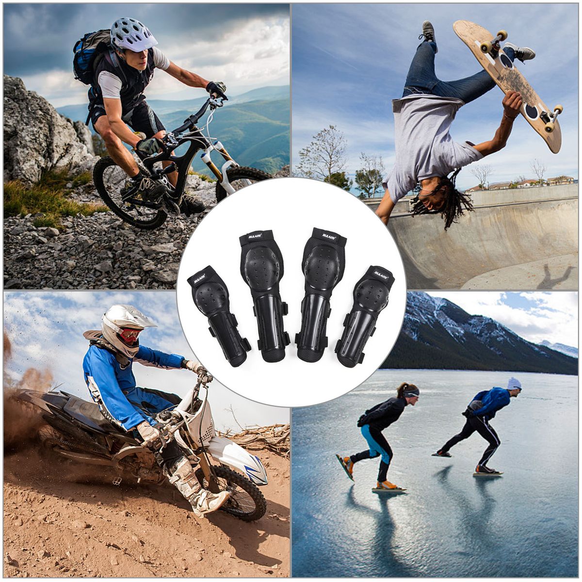 4Pcs Knee Pads Elbow Pads Set Elbow Knee Guards Caps