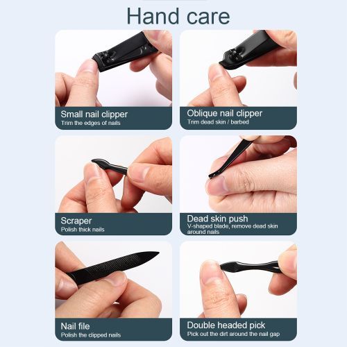 18Pcs Manicure & Pedicure Care Tool Set - Black