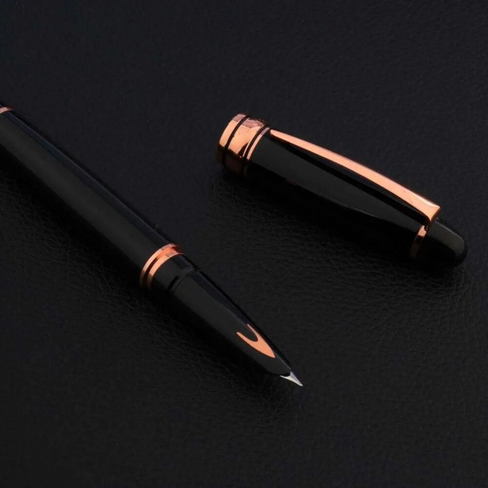 High quality Metal Yong Sheng Fountain Pen rose golden arrow black 0.38MM Luxury Finance nib PEN Office school supplies Writing
