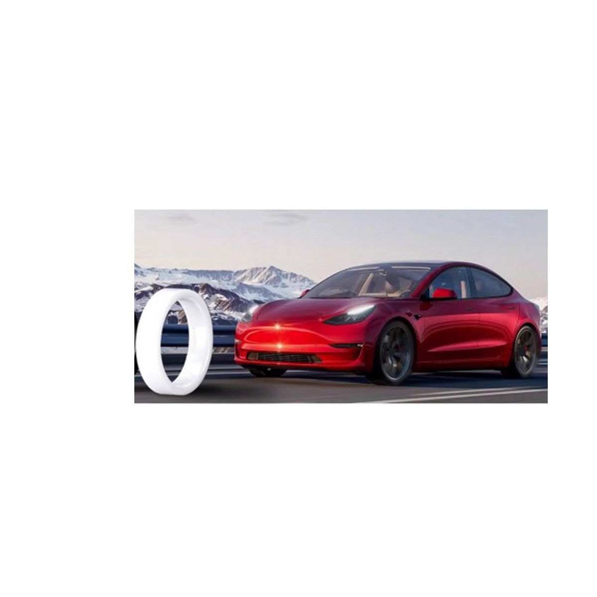 White Smart Ring Key Card Key Fob NFC Replacement for Tesla Model 3 Model Y to Replace Key Card Key Fob,59mm
