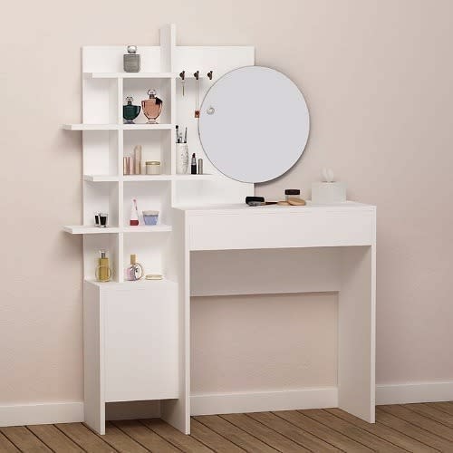 Dressing Table With Mirror - White