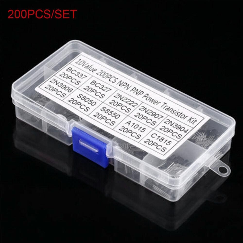 200Pcs 10Values TO-92 NPN PNP Transistor Assortment Kit BC337 BC327 2N2222 2N2907 2N3904 2N3906 S8050 S8550 A1015 C1815