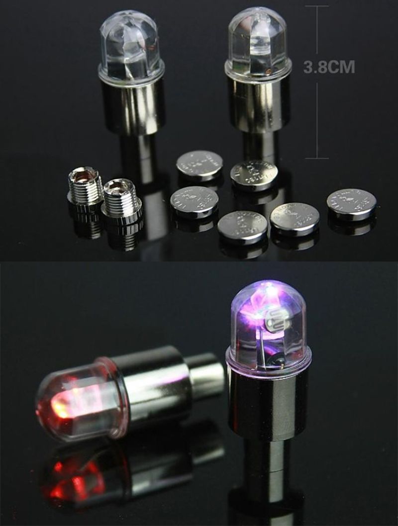 (Blue)2pcs Car Auto Wheel Tire Tyre Air Valve Stem LED Light Cap Cover Accessories Top Decorative Lamp Car Lights For Car Motorcycle