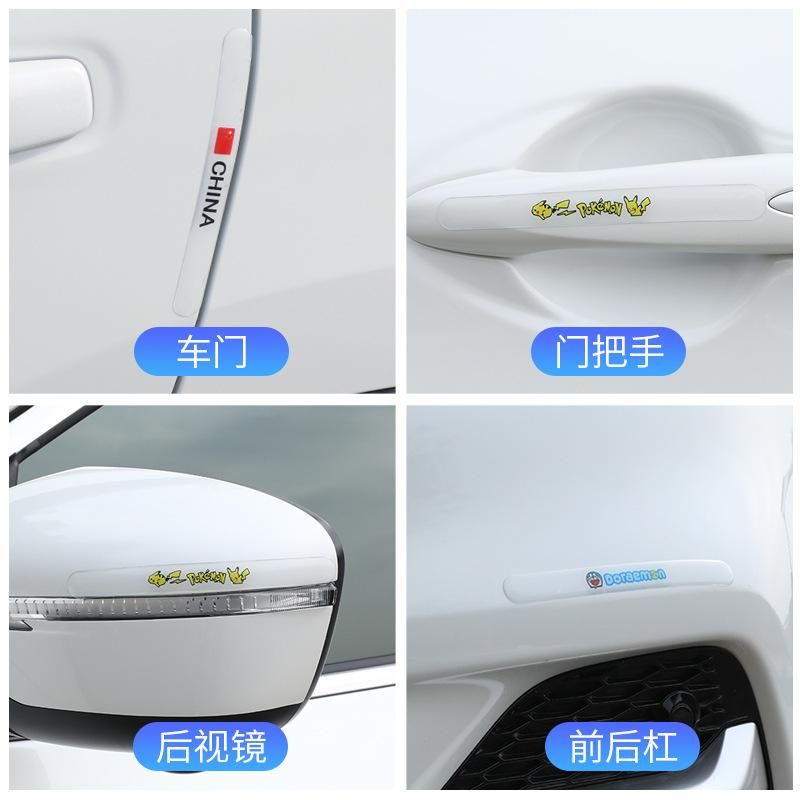 Car door bowl protection sticker car door handle sticker invisible universal handle door edge anti-collision strip anti-scratch sticker decorative supplies 4 anti-collision strips + 4 door bowls / 8 sets Transparent
