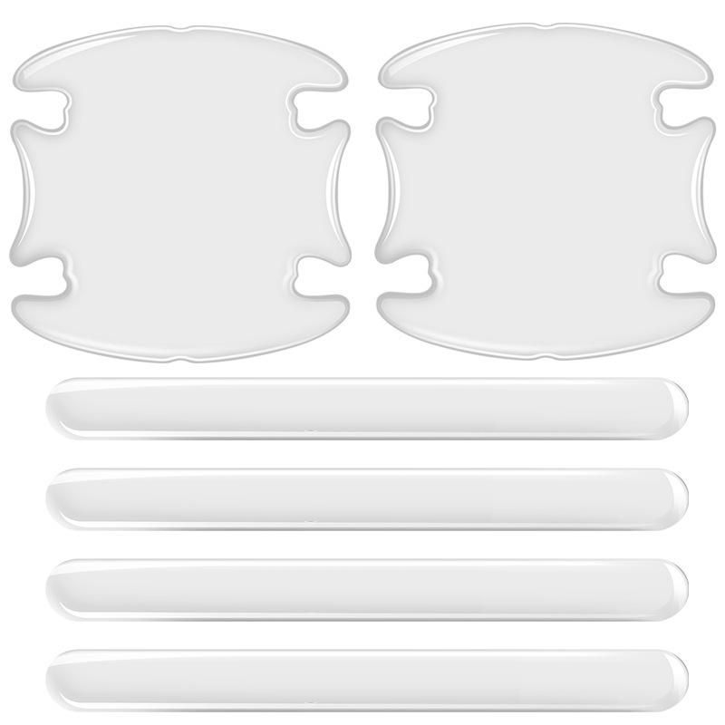 Car door bowl protection sticker car door handle sticker invisible universal handle door edge anti-collision strip anti-scratch sticker decorative supplies 4 anti-collision strips + 4 door bowls / 8 sets Transparent