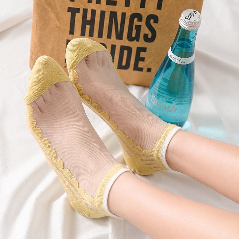 5 Pairs Summer Ultrathin Women Socks Transparent Striped Ankle Socks