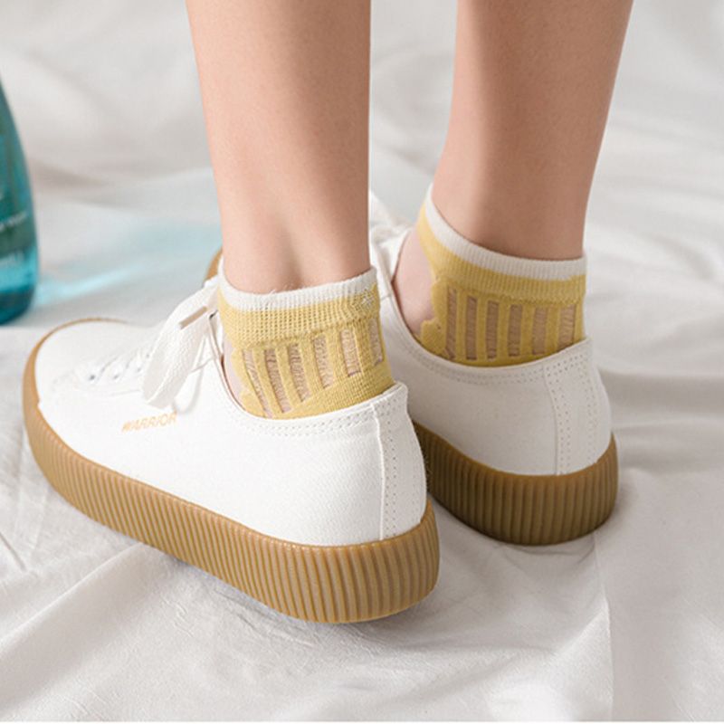 5 Pairs Summer Ultrathin Women Socks Transparent Striped Ankle Socks