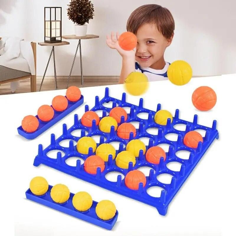 Jumping Ball Table Game Family Party Board Games Set Family Bouncing Balls Toy With 16 Balls 9 Challenge Cards And Game Grid For