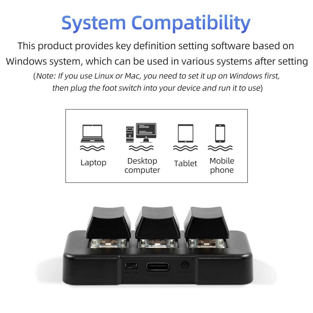 MK321-Pro 3-key Mini Customized Keyboard with Mechanical Blue Switch USB+2.4G+BT Connection for Office Game Multimedia White