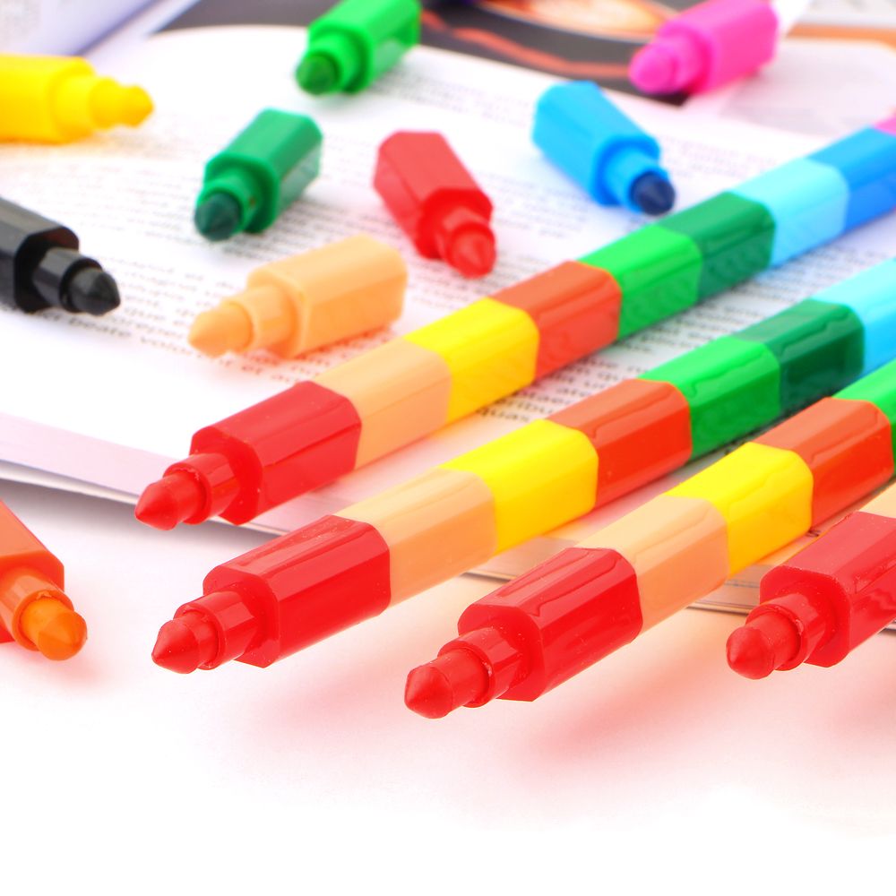 2pcs 12 Colors Crayon Creative Building Blocks Crayon Cute