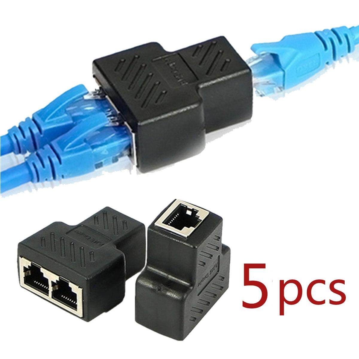 5pcs 1 To 2 Port RJ45 LAN Ethernet Network Connector Splitter Extender Adapter Plug