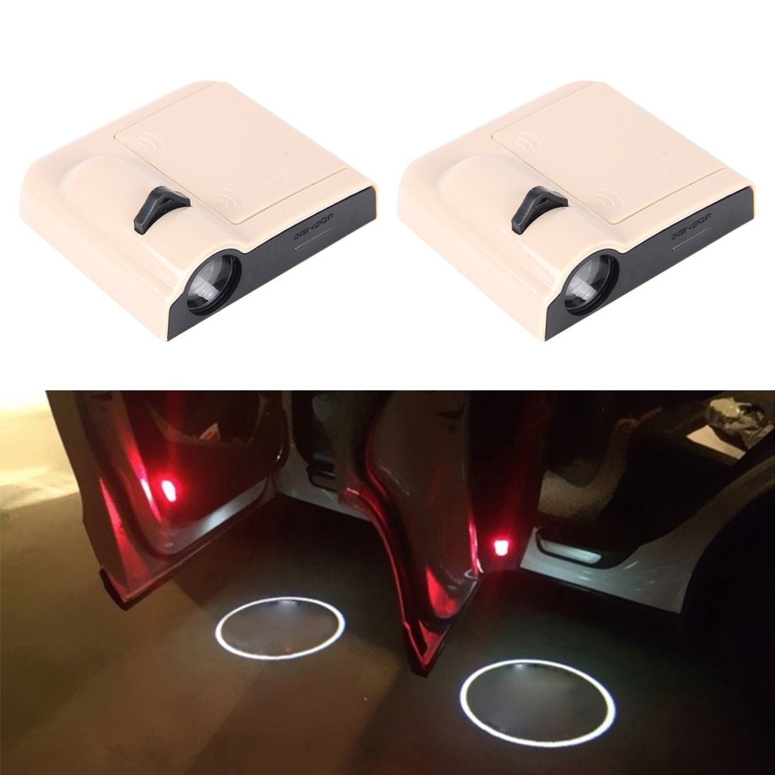 2 PCS LED Ghost Shadow Light, Car Door LED Laser Welcome Decorative Light, Display Logo For Audi Car Brand(Khaki)