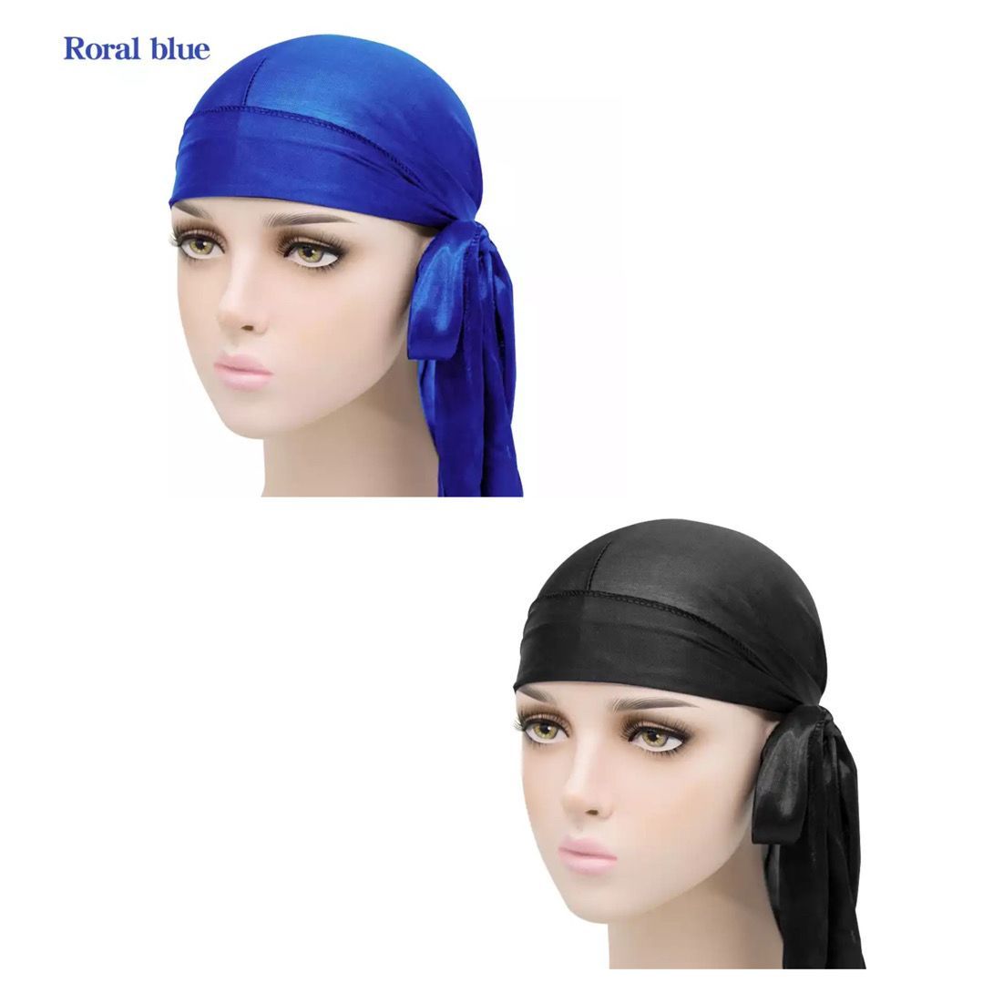 2 In 1 Premium Black And Blue Durag For Men And Women