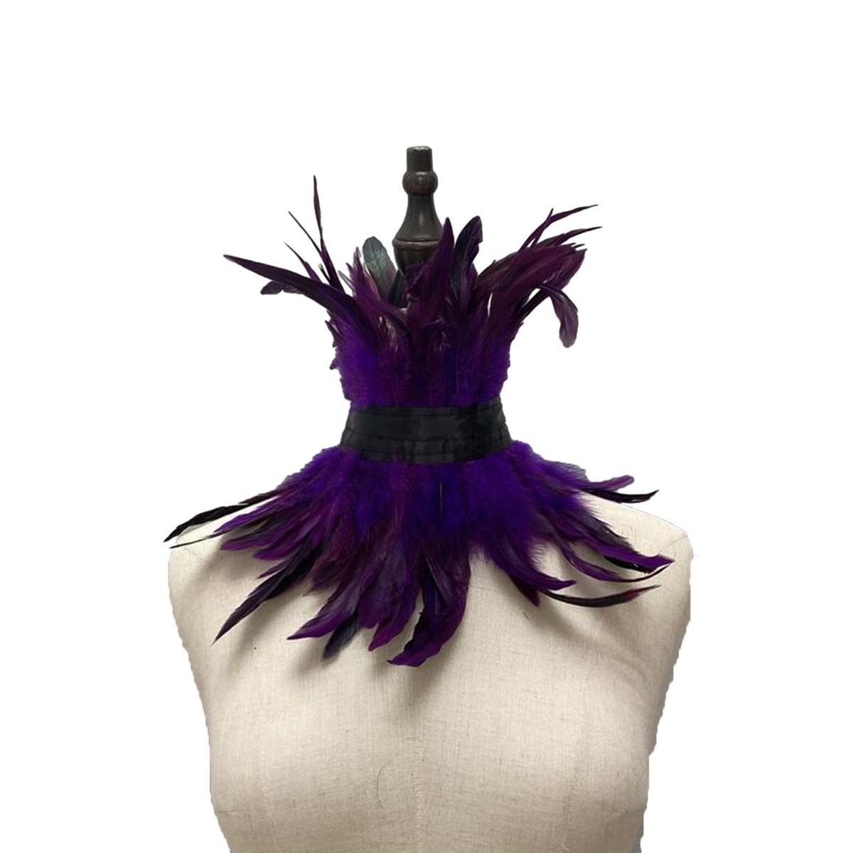 Faux Feather Neck Sleeve Feathered Lace Neck Sleeve Chic for Women Purple