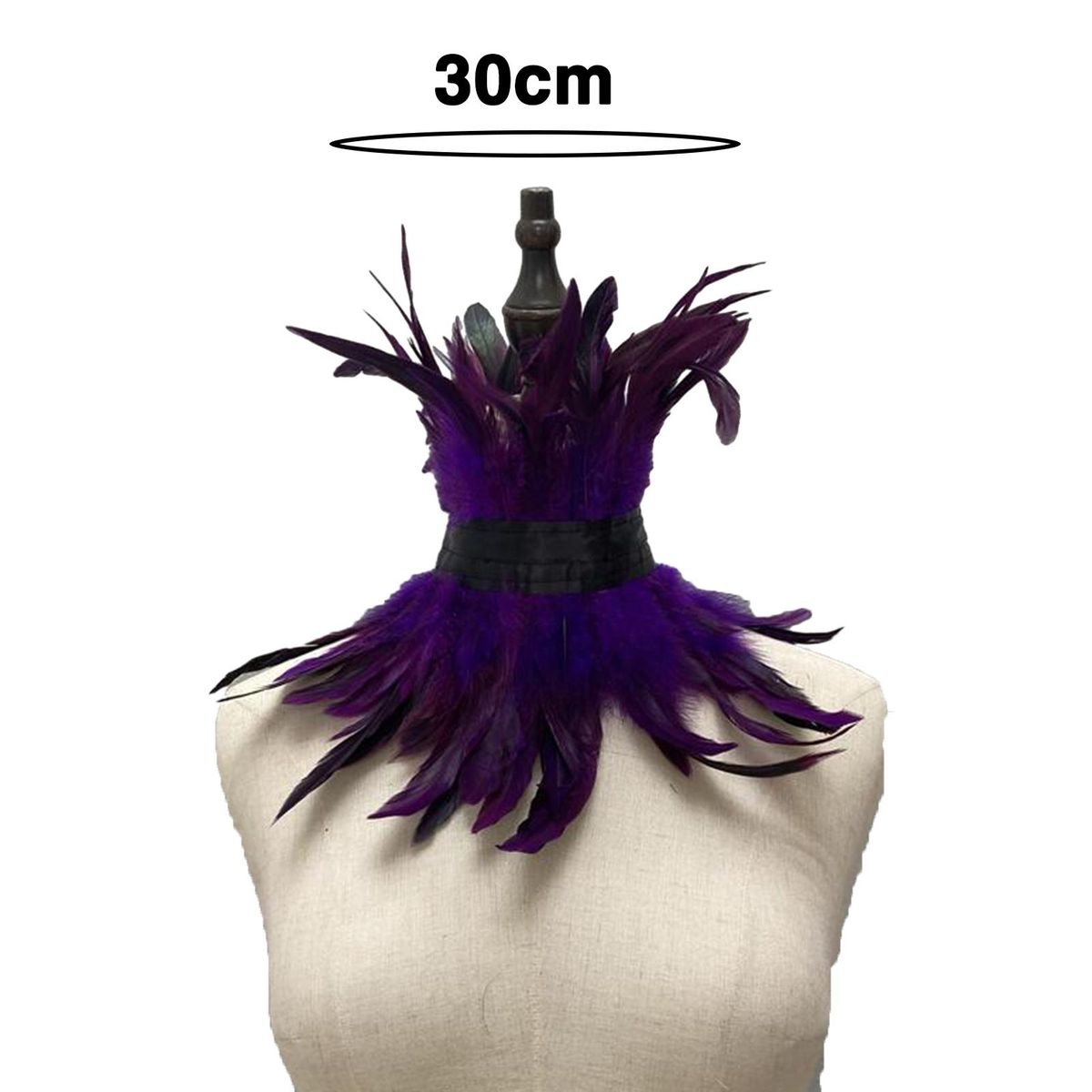 Faux Feather Neck Sleeve Feathered Lace Neck Sleeve Chic for Women Purple